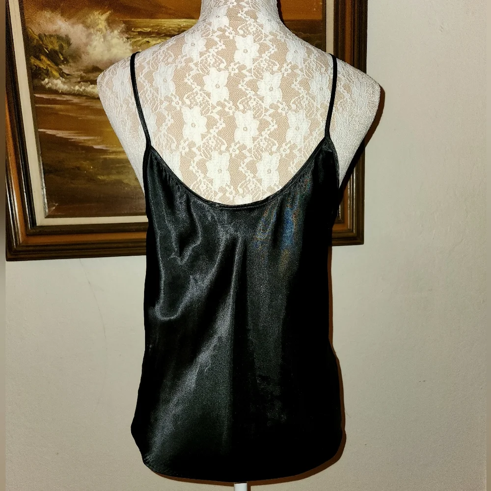 Vintage 1980s Black Satin Camisole by Cinema Etoile - Picture 6 of 11